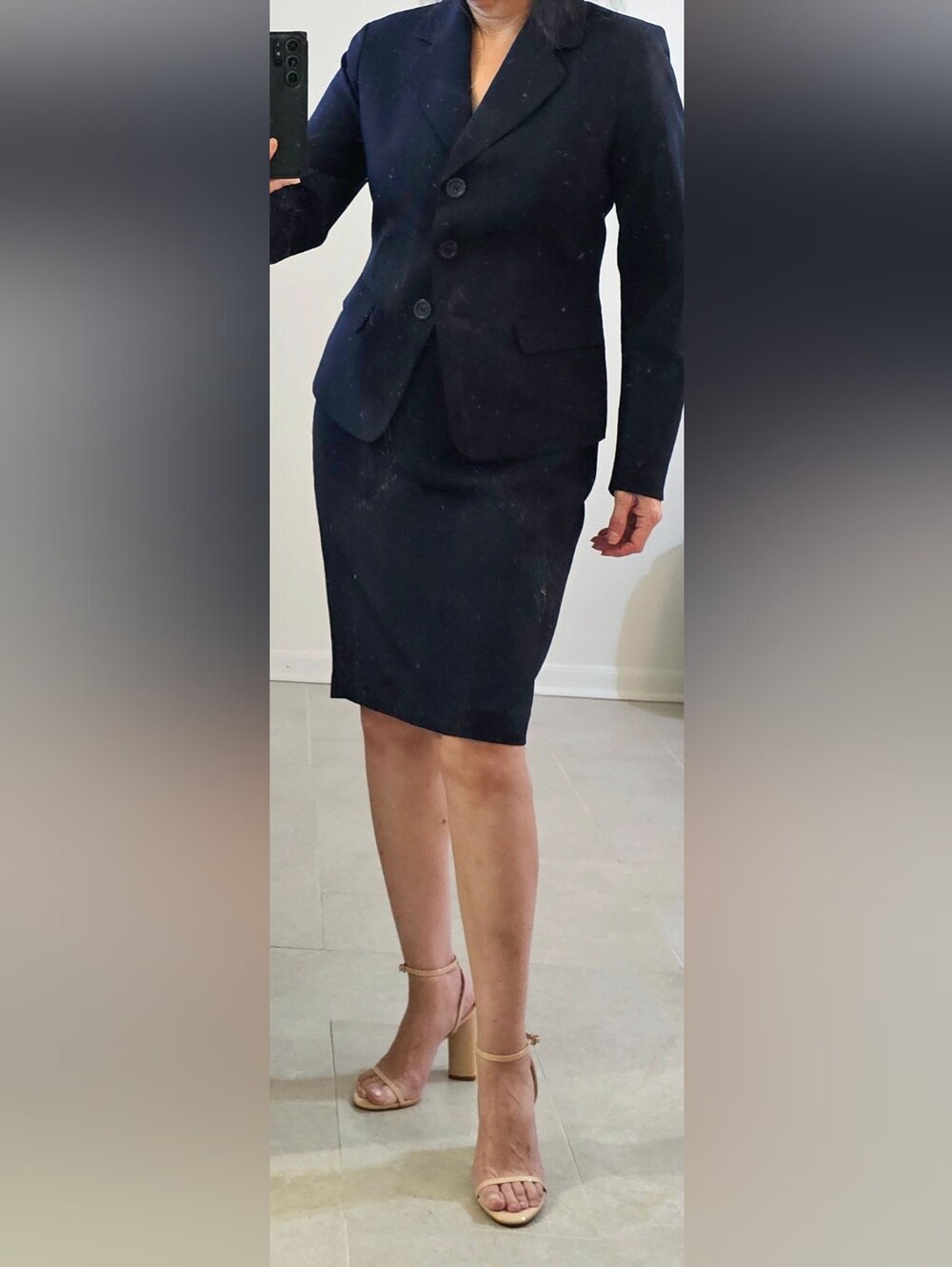Le Suit Navy Pencil Skirt - Tailored Professional Suit Set